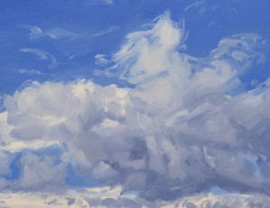 Six février, nuages sur le Rhône, pont de l'Université, huile sur toile, 60 x 92 cm, 2026