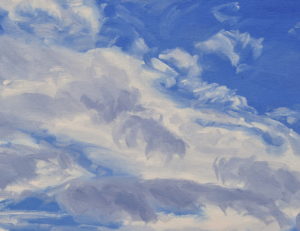Six février, nuages sur le Rhône, pont de l'Université, huile sur toile, 60 x 92 cm, 2026