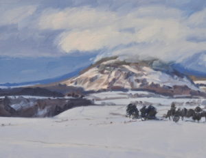 Lumière du soir sur le massif du Mézenc, huile sur toile, 89 x 130 cm, 2026