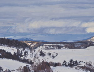 Lumière du soir sur le massif du Mézenc, huile sur toile, 89 x 130 cm, 2026