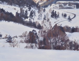 Lumière du soir sur le massif du Mézenc, huile sur toile, 89 x 130 cm, 2026
