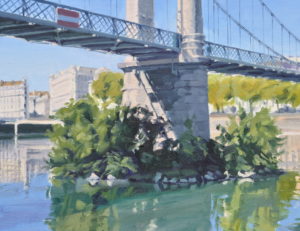 Mai, passerelle du Collège, huile sur toile, 50 x 73 cm, 2026