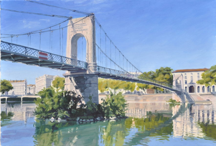 Mai, passerelle du Collège, huile sur toile, 50 x 73 cm, 2026