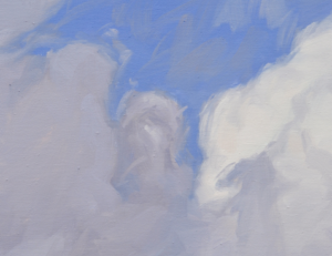 Ciel en élévation - 6 mai, 18h, huile sur toile, 130 x 97 cm, 2026
