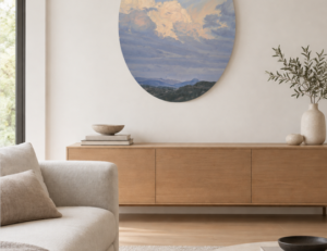 Ciel en élévation - 31 juillet, 21h, huile sur toile, 130 x 97 cm, 2026