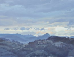 Vingt-sept mars, Roches de Mariol, soleil levant, huile sur toile, 50x75cm, 2015, collection privée FR