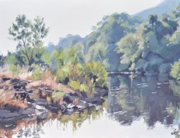 sept juillet, la Loire à Lavoûte, huile sur toile, 50x73cm, 2016, collection privée Taïwan