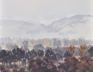 vingt et un octobre, brumes sur la Loire, huile sur toile, 80x80cm, 2016
