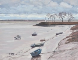 vingt-sept février, Saint-Valéry, marée basse, huile sur toile, 80x80cm, 2017, collection privée UK