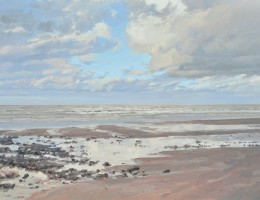 Vingt-huit février, Manche, marée basse, huile sur toile, 89x130cm, 2017