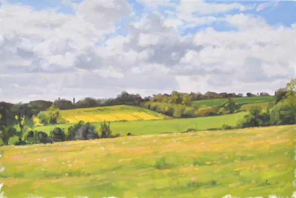 Printemps dans les Cotswolds, champ de colza, huile sur toile, 60x90cm, 2017, collection privée USA