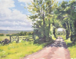 Printemps dans les Cotswolds, route de Upper Slaughter, 60x80cm, 2017, collection privée USA