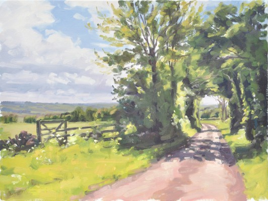 Printemps dans les Cotswolds, route de Upper Slaughter, 60x80cm, 2017, collection privée USA