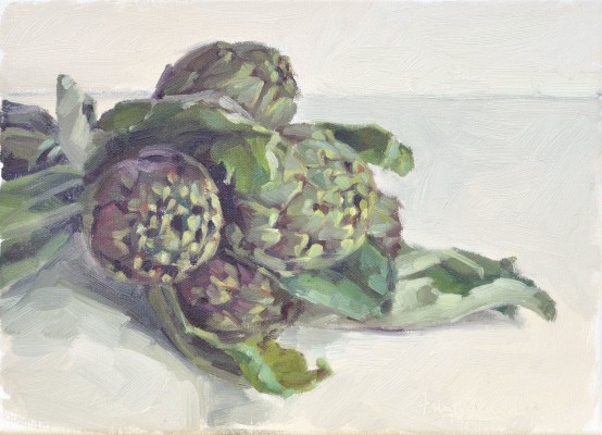 Bouquet d'artichaut, huile sur toile, 24 x 33 cm, 2017, collection privée FR