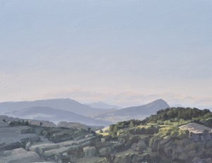 Vingt deux mai, les Roches de Mariol, soleil levant, huile sur toile, 60x90cm, 2017