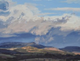 Dix février nuages du soir, huile sur toile, 40x80cm, 2017, collection privée FR