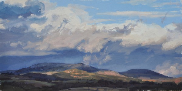 Dix février nuages du soir, huile sur toile, 40x80cm, 2017, collection privée FR