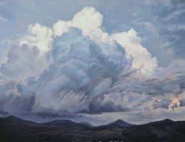 Quatre septembre, nuage sur les monts du Velay, huile sur toile, 150x200cm, 2017