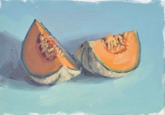 Melon, huile sur toile, 19x27cm, 2017, collection privée UK