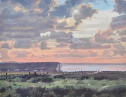 Trente octobre, Creil sur mer, coucher de soleil, huile sur toile, 50x60cm, 2017, collection privée FR
