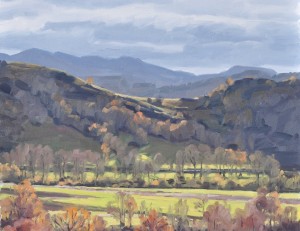 Dix-neuf novembre, éclaircie sur la vallée de la Loire, huile sur toile, 80x80cm, 2018