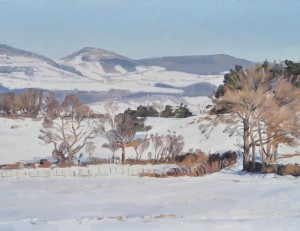 Premier décembre, Saint Vincent, neige, huile sur toile, 60x120cm, 2018, collection privée FR