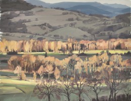 Vingt février, éclaircie sur la vallée, huile sur toile, 80x80 cm, 2017