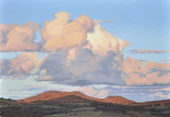 Deux octobre, coucher de soleil, huile sur toile, 89x130cm, 2017, collection privée USA