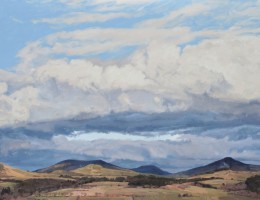 Vingt-deux janvier, nuage sur les monts, huile sur toile, 124x200cm, 2018, collection privée USA