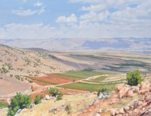 Vallée de la Bekaa, Liban, huile sur toile, 106x160 cm, 2018