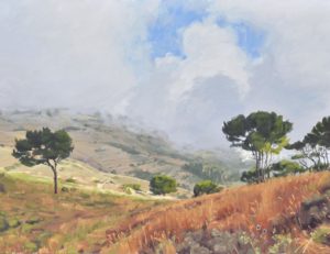 Montagne dans les nuages, Liban, huile sur toile, 89x130cm, 2018, collection privée USA