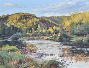 Trois octobre, la Loire à Cheyrac, huile sur toile, 60 x 90 cm, 2018