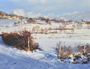 Vingt-quatre janvier, neige à Saint-Vincent, huile sur toile, 46x65cm, 2019