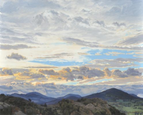 Vingt-cinq octobre, Roches de Mariol, soleil du matin, huile sur toile, 130x162cm, 2019, collection privée UK