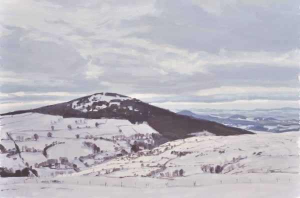 neuf février, Massif du Mézenc sous la neige, huile sur toile, 106 x 160 cm, 2015