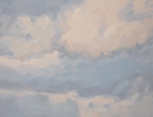 Deux avril, les Roches de Mariol, lumière du soir, huile sur toile, 80 X 80 cm, 2016