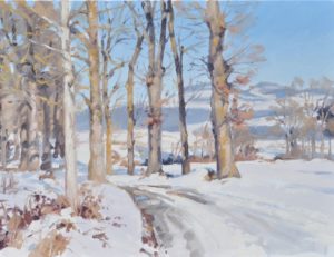 vingt-deux janvier, Saint Vincent, chemin, huile sur toile, 50 x 70 cm, 2017, collection privée FR