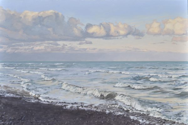 Lever de soleil sur la mer, huile sur toile, 108 x 162 cm, 2020