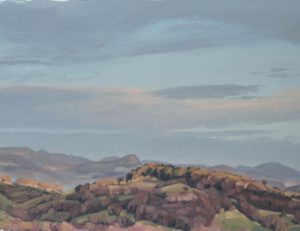 dix avril, Roches du soir, soleil couchant, huile sur toile, 80x120cm, 2015, collection privée FR