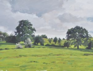 Printemps dans les Cotswolds, route de Snow Hill, huile sur toile, 60x90cm, 2017, collection privée FR