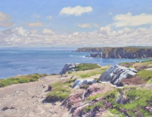 Sur le sentier côtier, Cap Sizun , huile sur toile, 73 x 110 cm, 2020, collection privée USA