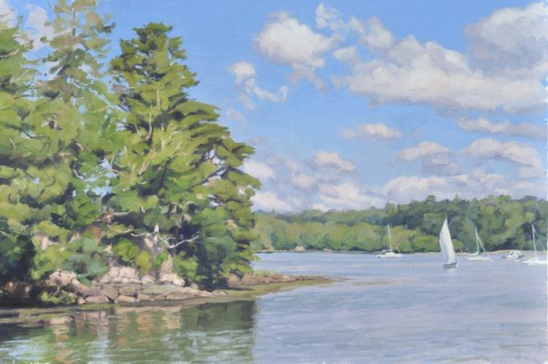 Au long de la rivière d'Auray, huile sur toile, 60 x 90 cm, 2021