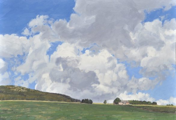 Huit septembre, ferme sur le Massif du Mézenc, huile sur toile, 89 x 130 cm
