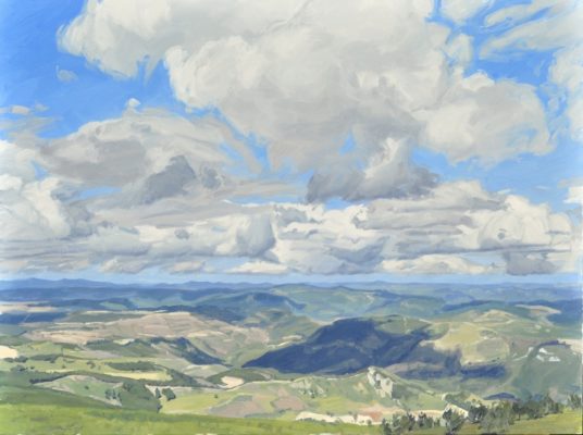 Nuages au-dessus du Mont Mézenc, huile sur toile, 97 x 130 cm, 2024