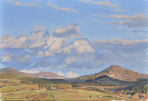 Premier février, coucher de soleil sur le suc de Jalore, huile sur toile, 41 x 60 cm, 2024