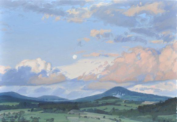 Lever de lune au-dessus des monts, huile sur toile, 50 x 73 cm, 2024