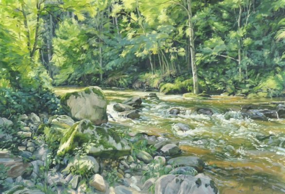 La Sumène après l'orage, huile sur toile, 89 x 130 cm, 2024