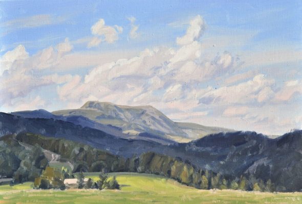 Nuages du soir sur le Mézenc, huile sur toile, 41 x 60 cm, 2023