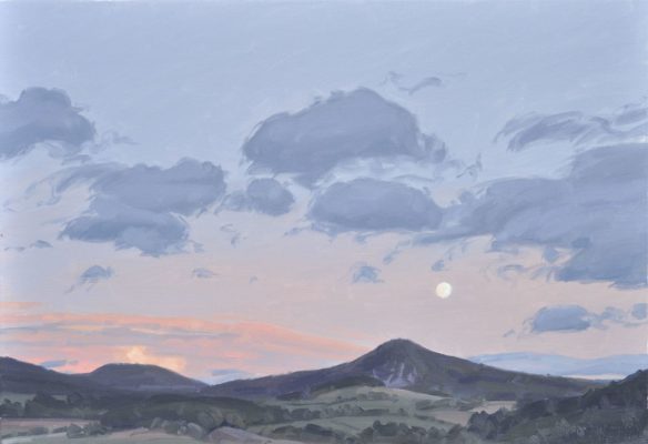 Vingt-sept octobre, lune, suc de Jalore, huile sur toile, 50 x 73 cm, 2023