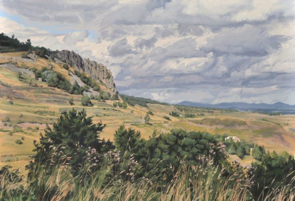 Premier septembre, vent sur massif du Mézenc, huile sur toile, 89 x 130 cm, 2025